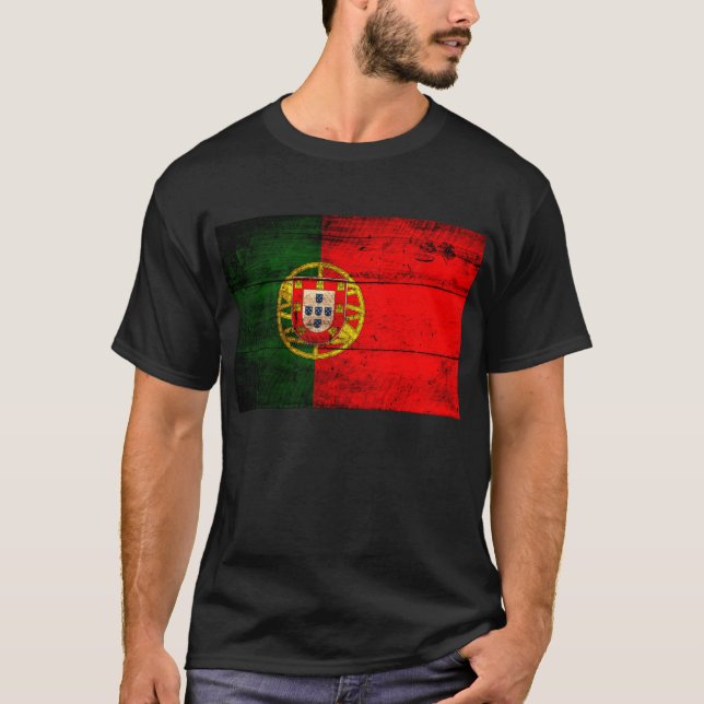 Gamla träportugisiska Flagga. T Shirt (Framsida)