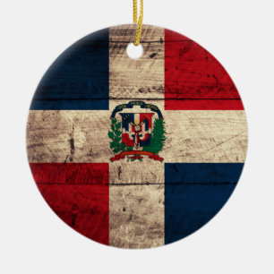 Gamla trärepubliken Dominikanska republiken Flagga Julgransprydnad Keramik