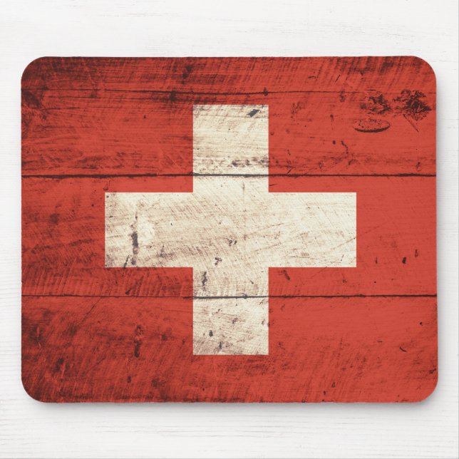 Gamla träschweiziska Flagga Musmatta (Framsidan)