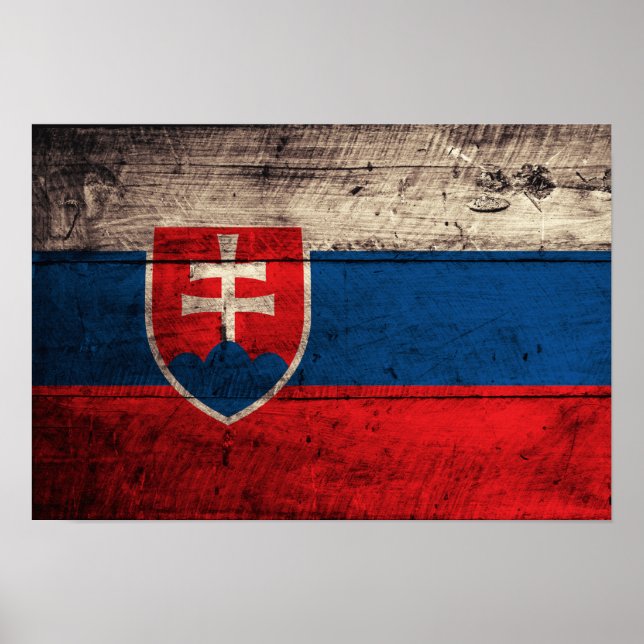 Gamla träslovakiska Flagga Poster (Framsidan)