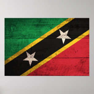 Gamla trästall/Nevis Flagga Poster