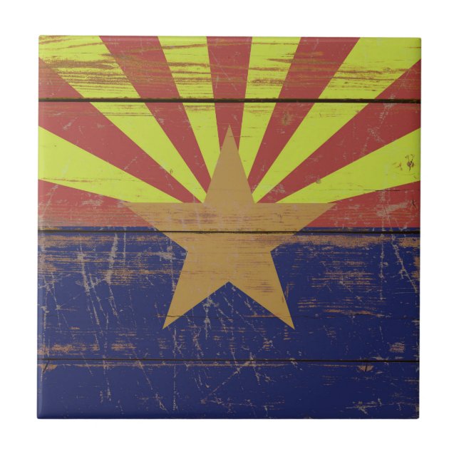 Gamla trävaror Arizona Statlig flagga Kakelplatta (Framsidan)