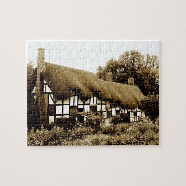 Gamla Tudor cottage England Pussel (Horisontell)