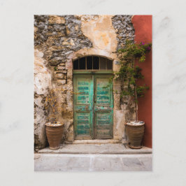 Gamla turkvoise Door in Crete, Grekland Vykort