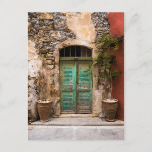 Gamla turkvoise Door in Crete, Grekland Vykort