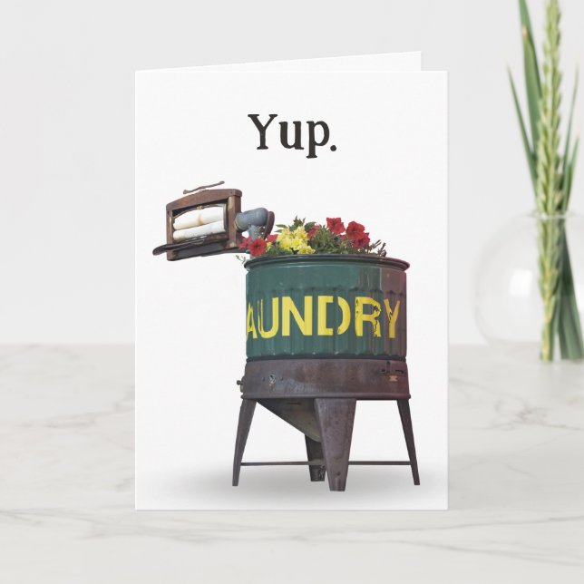Gamla Tvätt Tub Birthday Humor Kort (Framsida)