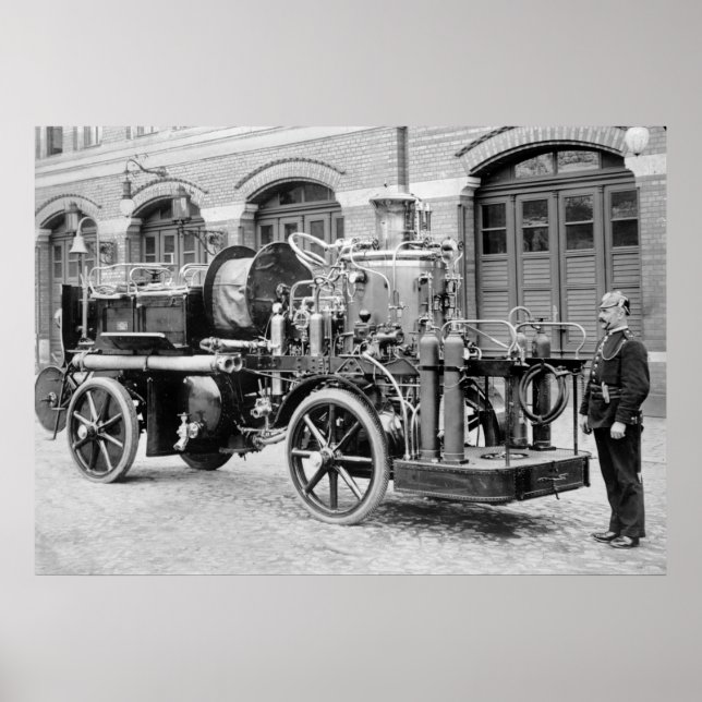 Gamla tyska brandmotorn, tidigt 1900-talet poster (Framsidan)