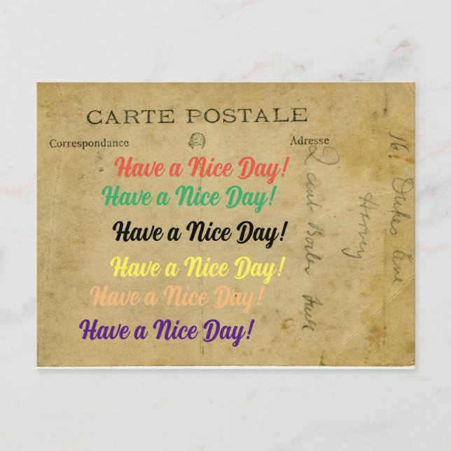 Gamla unika vykort har en trevlig dag (Framsida)