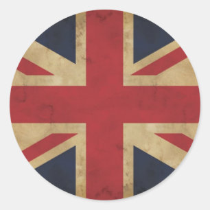 Gamla Union Jack Stickers Runt Klistermärke