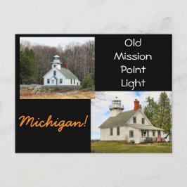 Gamla Uppdrag Point Light Michigan Vykort
