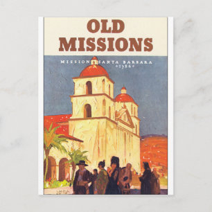 Gamla Uppdrag Santa Barbara Vintage resor Poster Vykort