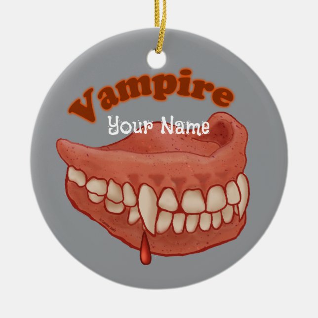 Gamla Vampire Teeth Julgransprydnad Keramik (Framsidan)