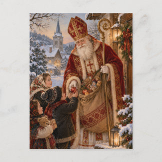 Gamla världens S:t Nikolaus jul europeisk Vykort