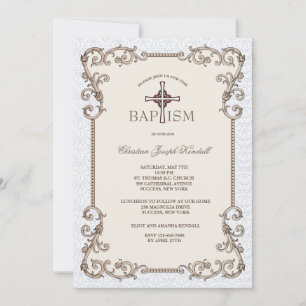 Gamla världsblått baptism-inbjudan inbjudningar