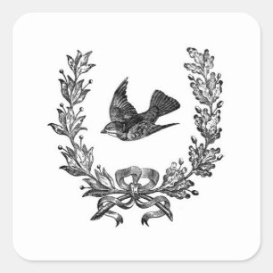 "Gamla världsstift" - fågel/andetag Fyrkantigt Klistermärke