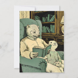 Gamla västar som läser bok till ungar tack kort