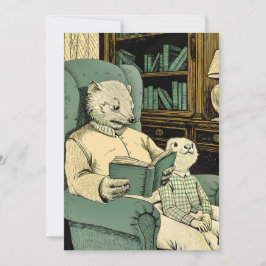 Gamla västar som läser bok till ungar tack kort