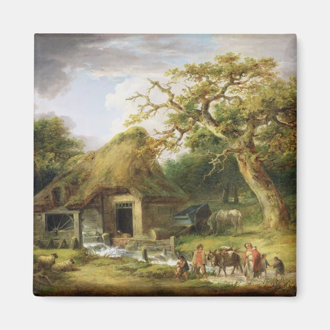 Gamla Vatten Mill, 1790 (olja på arbetsyta) Magnet (Framsidan)