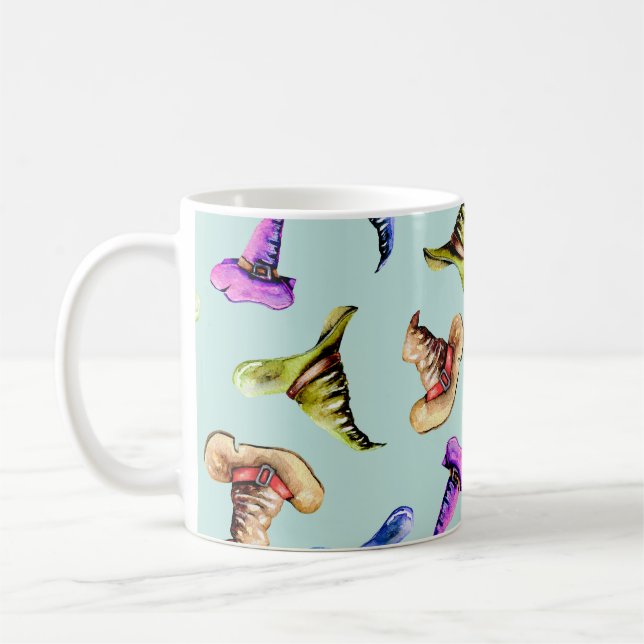 Gamla vattenfärger: blå bakgrund. kaffemugg (Vänster)