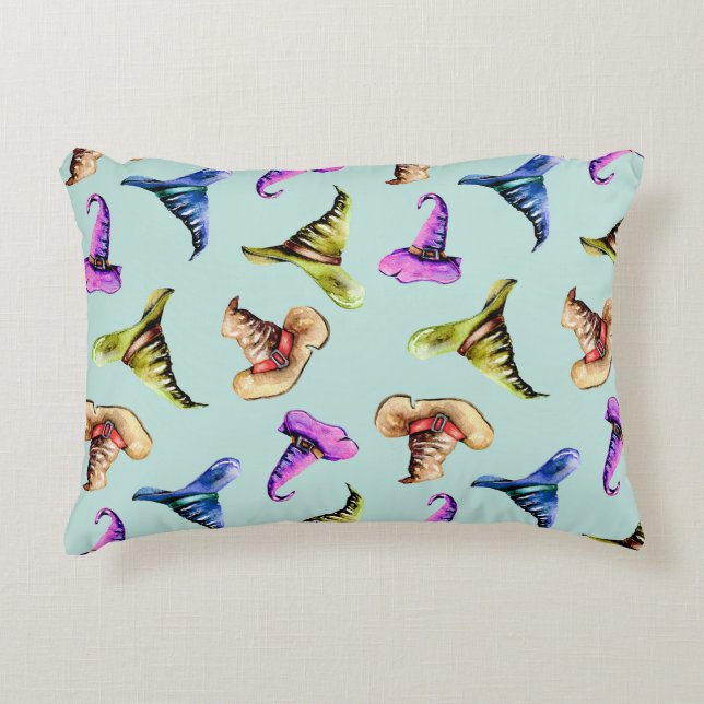 Gamla vattenfärger: blå bakgrund. prydnadskudde (Framsidan)