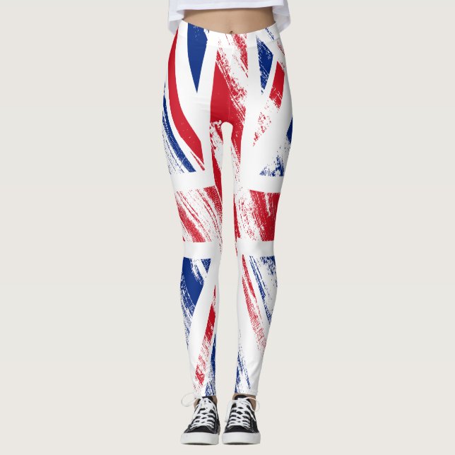 Gamla Vintage Grunge United Kingdom Flagga Legging (Framsida)