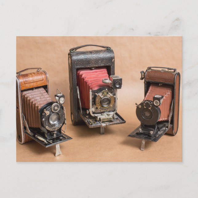Gamla Vintage-kameror, fotografi, nostalgia Vykort (Framsida)