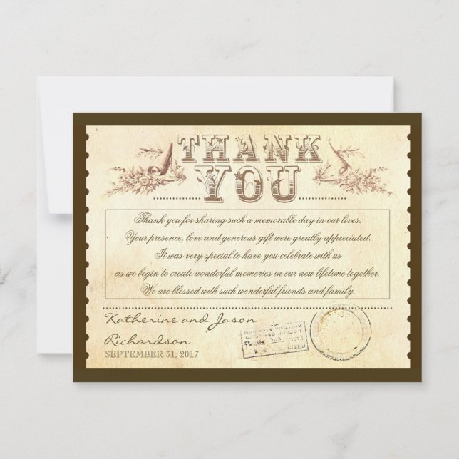 gamla vintage tack biljetter - kort (Framsida)