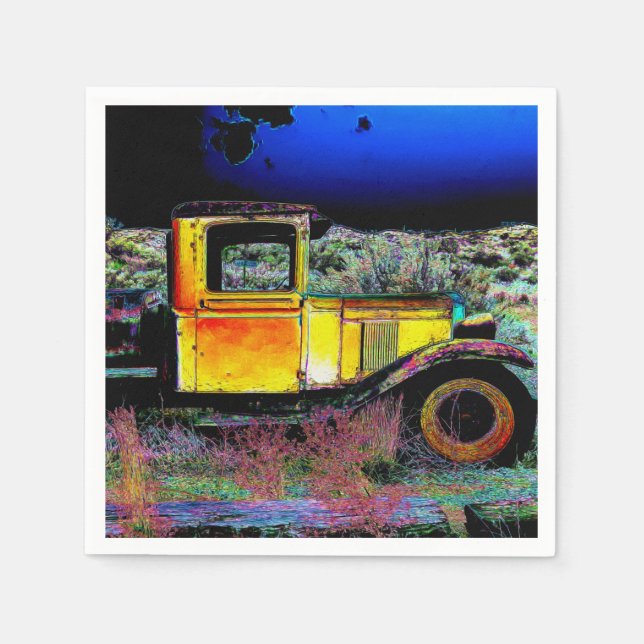 Gamla Vintagen Lastbil Pappersservett (Framsidan)