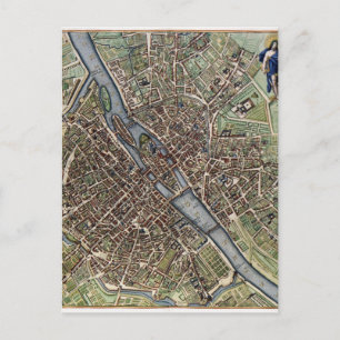 Gamla Vintagen Paris Karta shabbychic Vykort