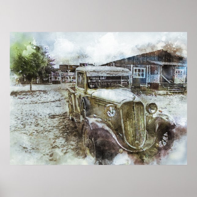 Gamla Vintagen Town Lastbil Poster (Framsidan)