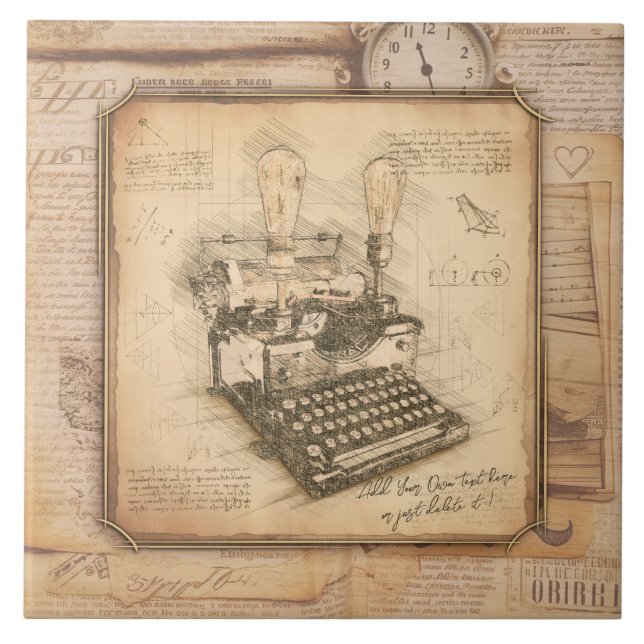 Gamla Vintagens skrivmaskin. Frågeställare/skrivpr Kakelplatta (Framsidan)