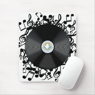 Gamla vinylskivor och musik noter musmatta