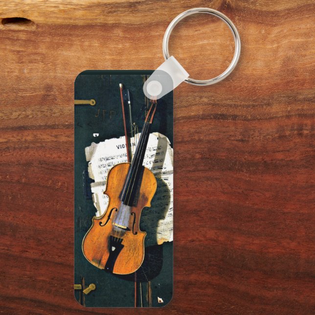 Gamla violin, bra konst nyckelring (Baksida)