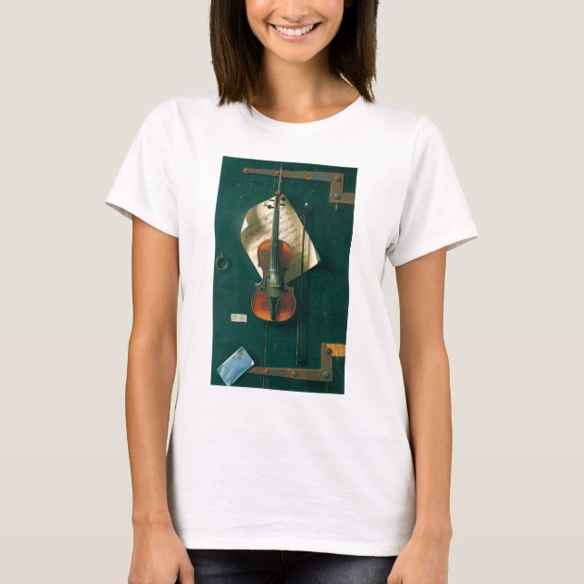 Gamla Violin still Life av William Michael Harnett T Shirt (Framsida)