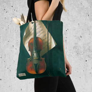 Gamla Violin still Life av William Michael Harnett Tygkasse