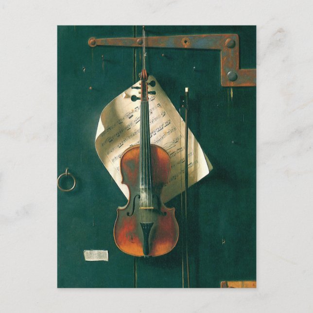 Gamla Violin still Life av William Michael Harnett Vykort (Framsida)