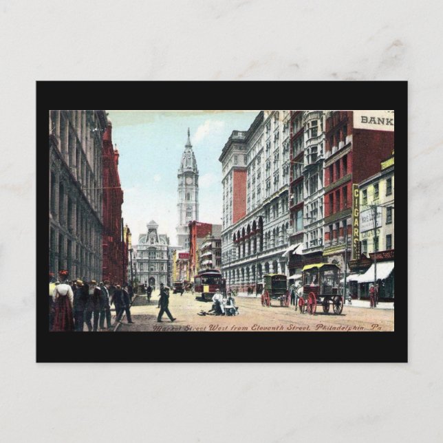 Gamla vykort, Market St, Philadelphia, 1909 Vykort (Framsida)