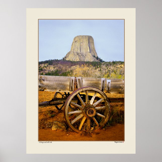 Gamla Wagon och Djävulen Peak - Wyoming Poster (Framsidan)