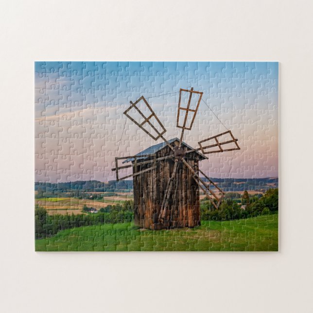 Gamla Windmill Hill Landsbygdens Vindkraftverk Jor Pussel (Horisontell)