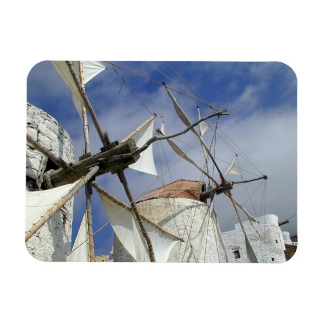 Gamla Windmills Olympos Karpathos, Grekland Magnet (Horisontell)