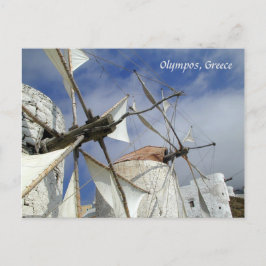 Gamla Windmills Olympos Karpathos, Grekland med te Vykort
