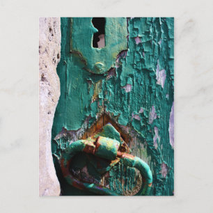 Gamla Wood Door Lock Azorerna Portugal Vykort
