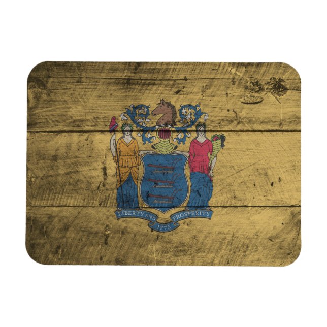 Gamla Wood New jersey Flagga. Magnet (Horisontell)