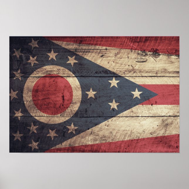 Gamla Wood Ohio Flagga Poster (Framsidan)