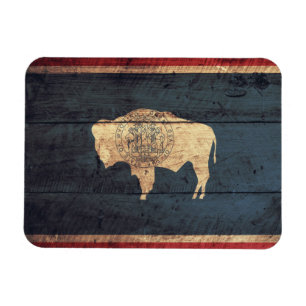 Gamla Wood Wyoming-Flagga Magnet
