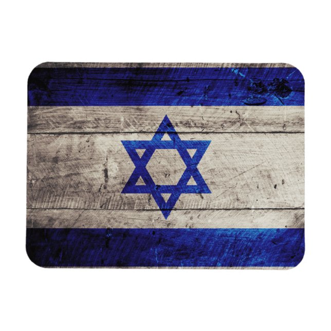 Gamla Wooden Israel Flagga Magnet (Horisontell)