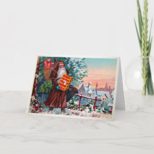 Gamla World Arg Santa Helgdag Card Helgkort