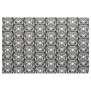 Gamla World Damask White på Black Tyg