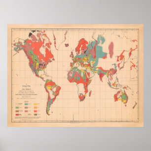 Gamla World Geology Karta (1921)  Poster