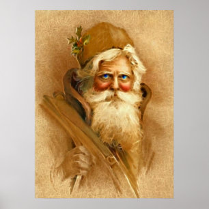 Gamla World Jultomten, Vintage Victorian St. Nick Poster